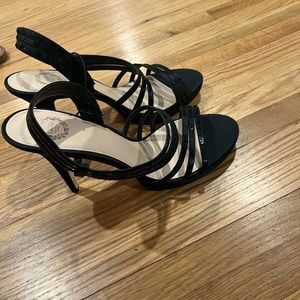 Black strap sequin heels